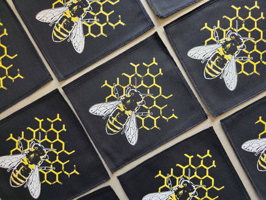 Bee Comb Patch | Handmade Screen Printed Patch | Sew On Patch