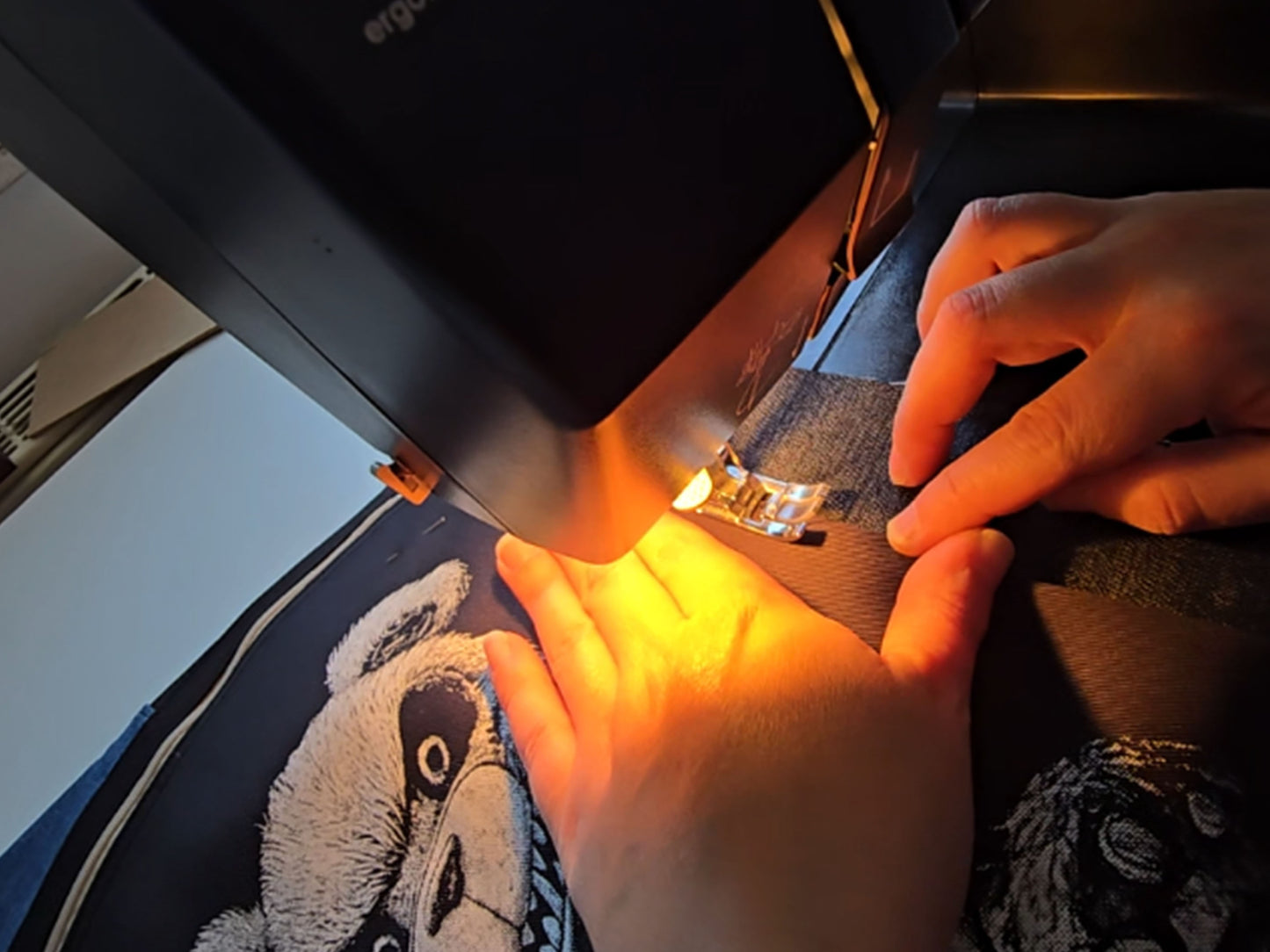 Killer Teddy Bear Drawstring Backpack | Handmade Screen Printed Bag | Upcycled Denim Backpack