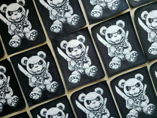 Killer Teddy Bear Patch | Handmade Screen Printed Patch | Sew on Patch