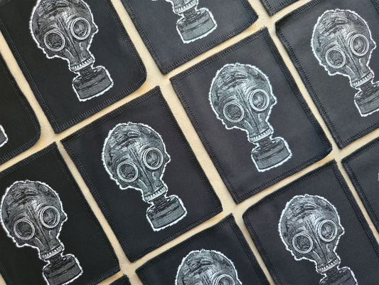 Gas Mask Patch | Handmade Screen Printed Patch | Sew On Patch