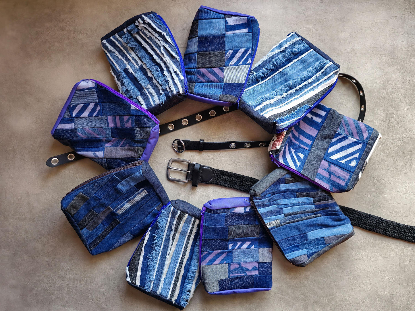 Printed Denim Belt Pouch | Handmade Waist Bag | Zero waste