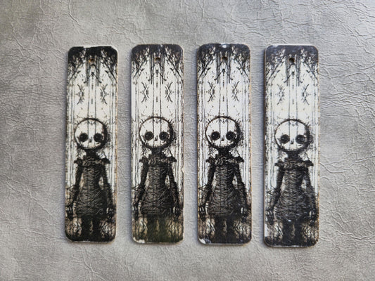Death Doll Wooden Bookmark | Handmade | Original Art Decoupage