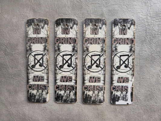 In Grind We Crust Wooden Bookmark | Handmade | Original Art Decoupage