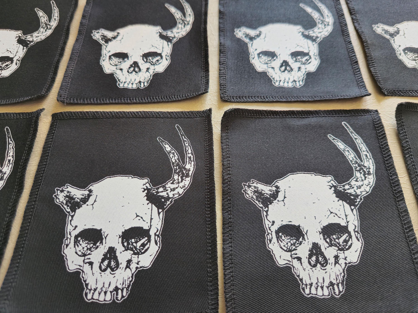 Horned Skull Patch | Handmade Screen Printed | Punk Patch