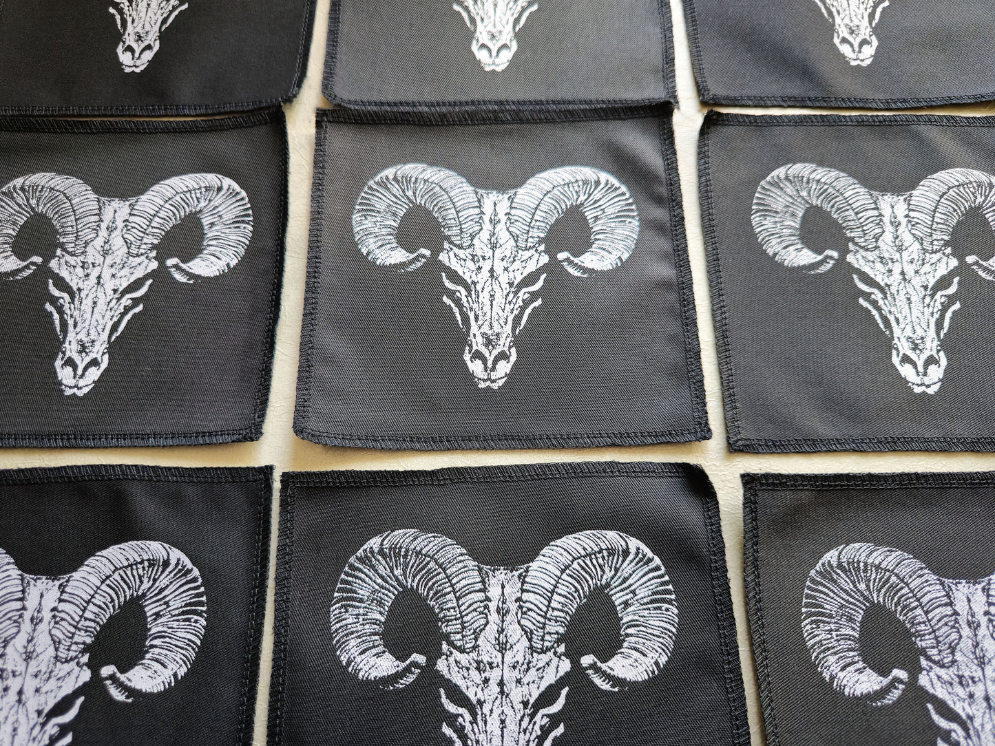 Ram Skull Patch | Handmade Screen Printed Patch | Sew On Patch