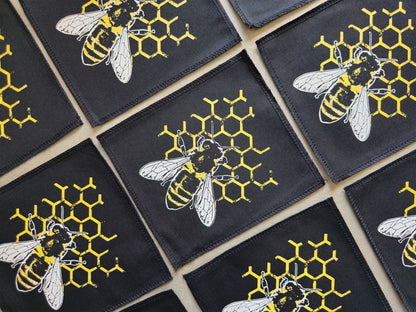 Bee Comb Patch | Handmade Screen Printed Patch | Sew On Patch