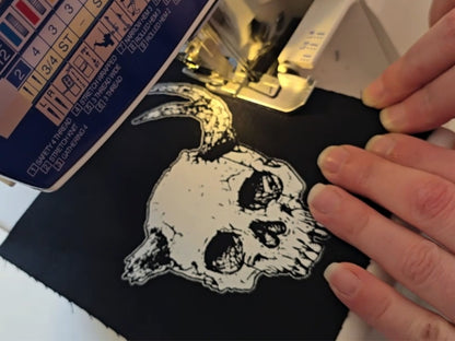 Horned Skull Patch | Handmade Screen Printed Patch | Sew on Patch