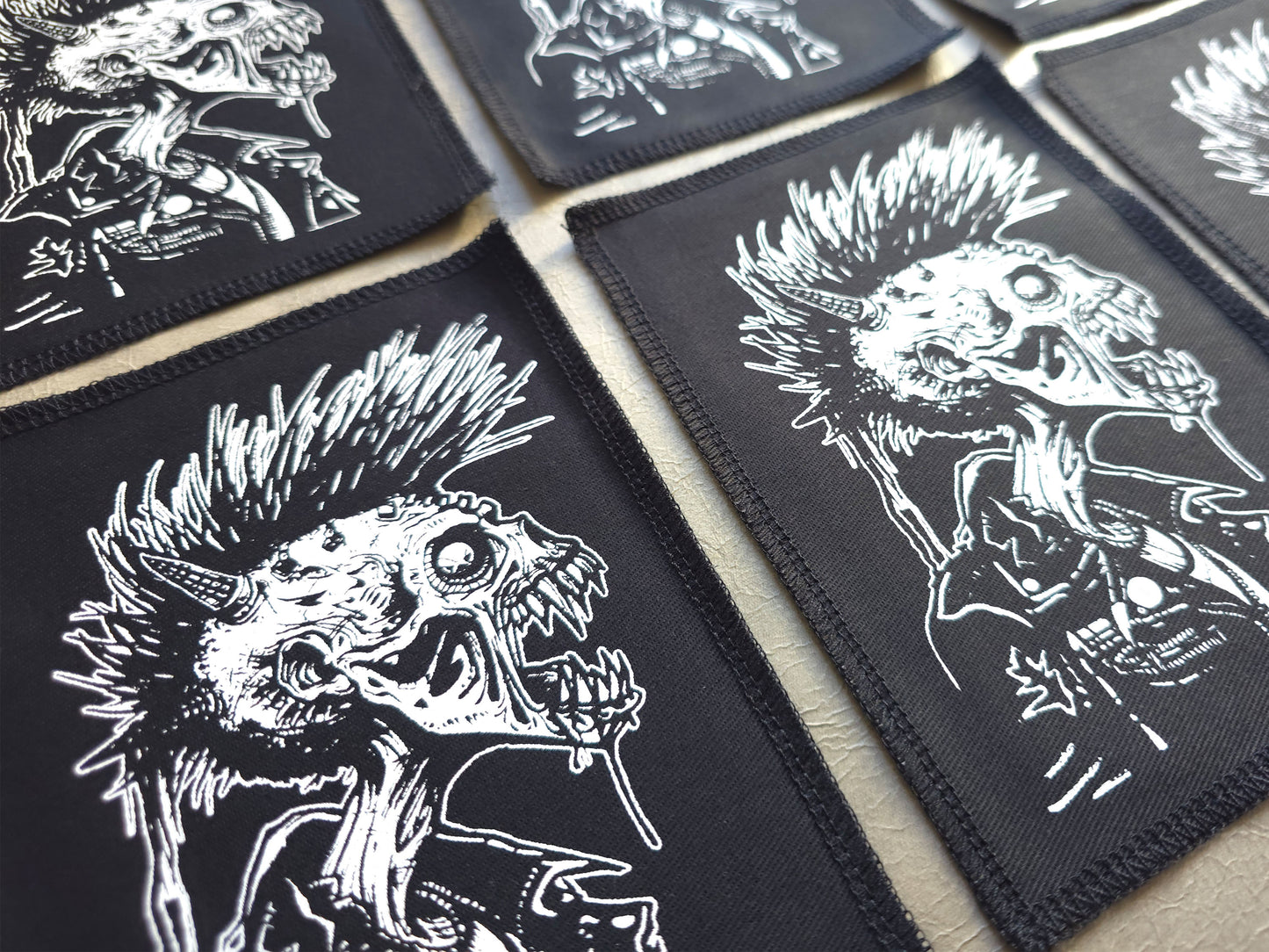 Zombie Punx Patch | Handmade Screen Printed | Punk Sew on Patch