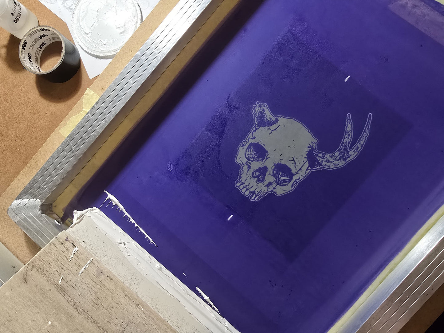 Horned Skull Patch | Handmade Screen Printed Patch | Sew on Patch