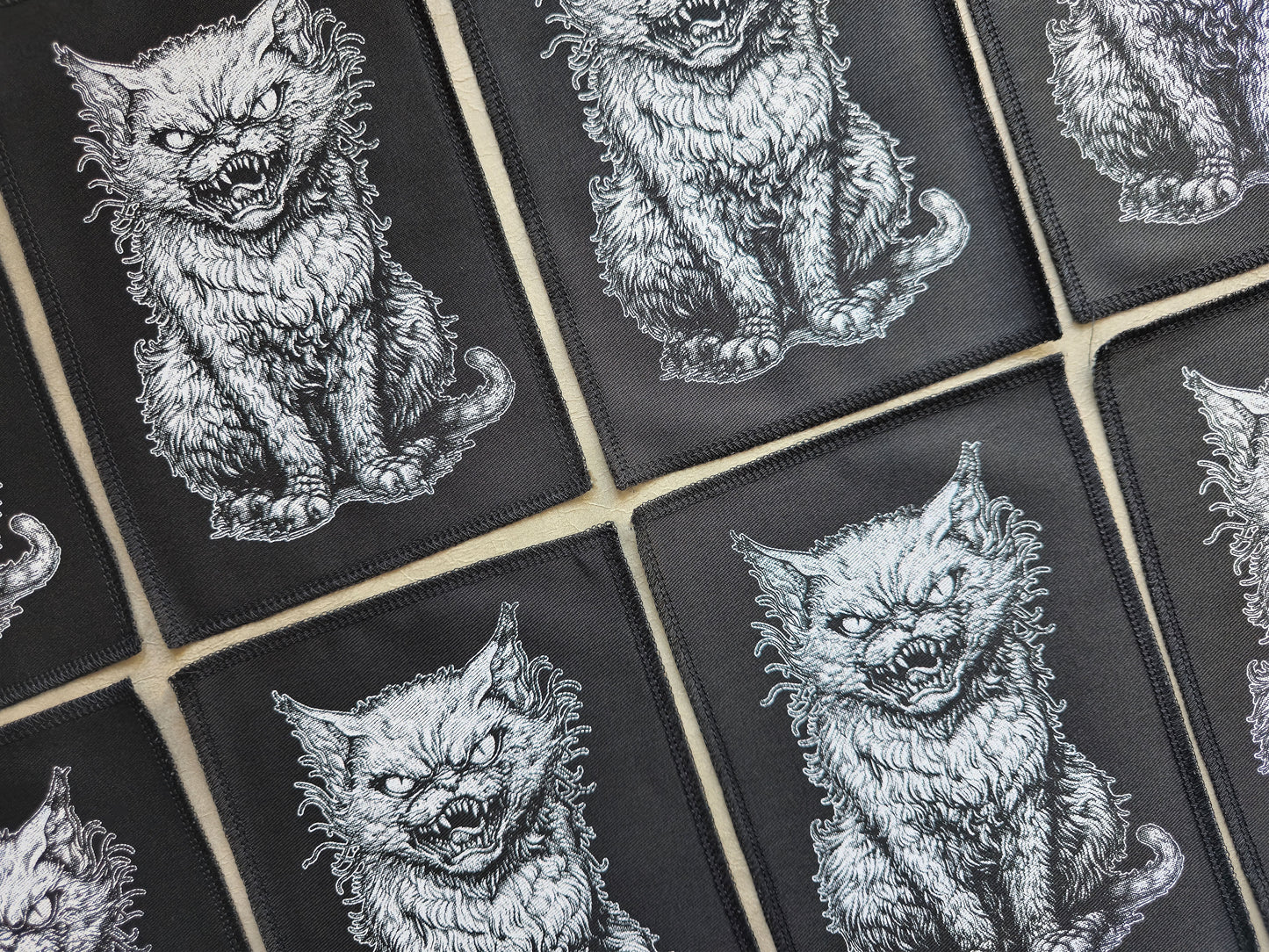 Freaky Cat Patch | Handmade Screen Printed Patch | Sew On Patch
