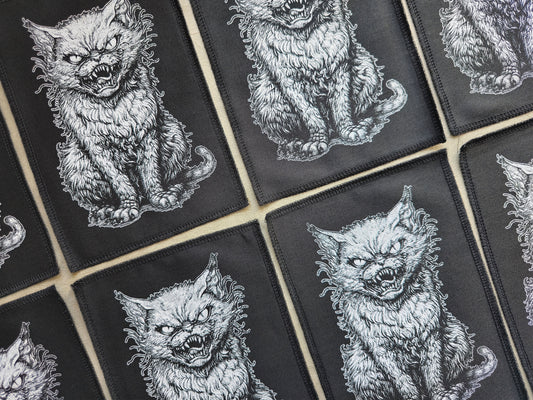 Freaky Cat Patch | Handmade Screen Printed Patch | Sew On Patch