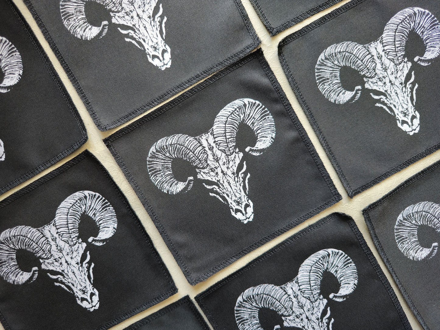 Ram Skull Patch | Handmade Screen Printed Patch | Sew On Patch