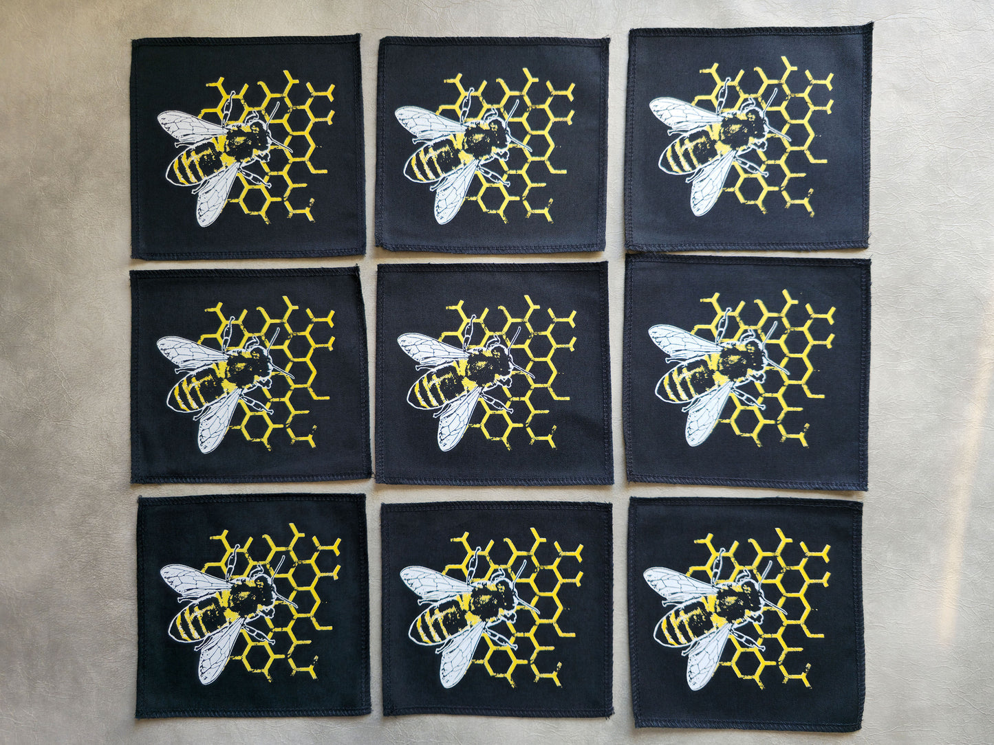 Bee Comb Patch | Handmade Screen Printed Patch | Sew On Patch