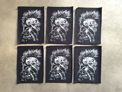 Zombie Punx Patch | Handmade Screen Printed | Punk Sew on Patch