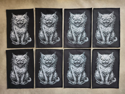 Freaky Cat Patch | Handmade Screen Printed Patch | Sew On Patch