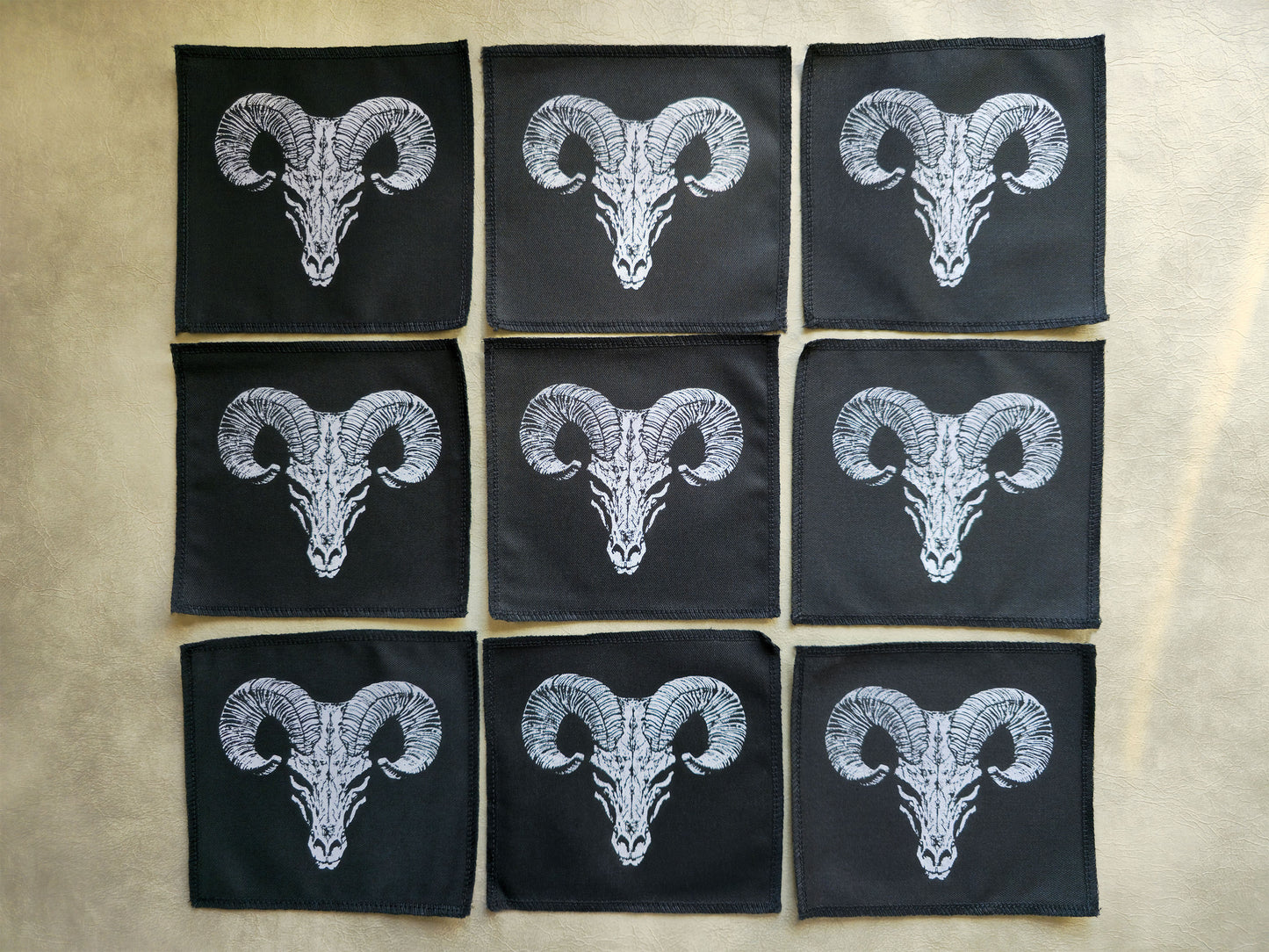 Ram Skull Patch | Handmade Screen Printed Patch | Sew On Patch