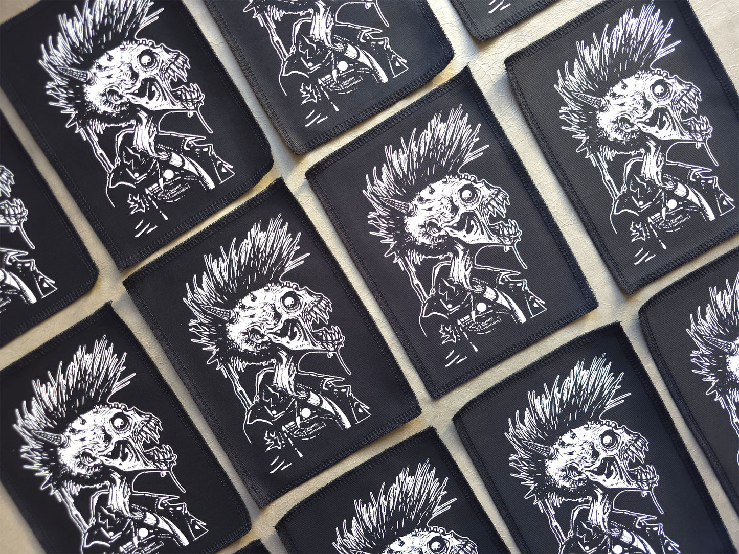 Zombie Punx Patch | Handmade Screen Printed | Punk Sew on Patch