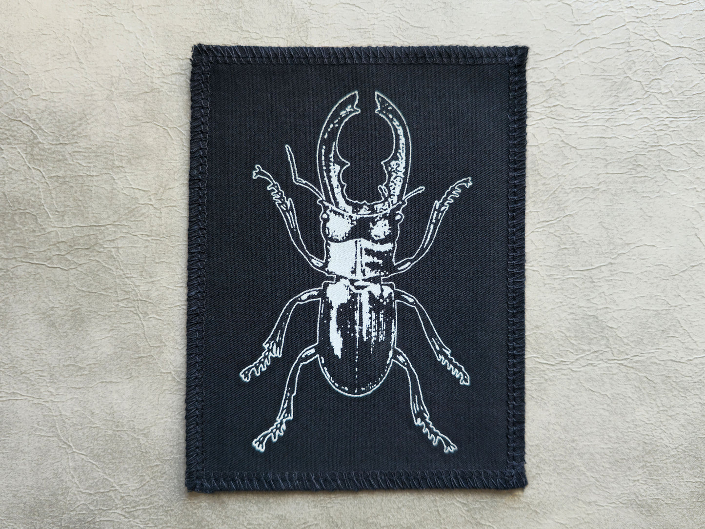 Stag Beetle Patch |  Handmade Screen Printed Patch | Sew On Patch