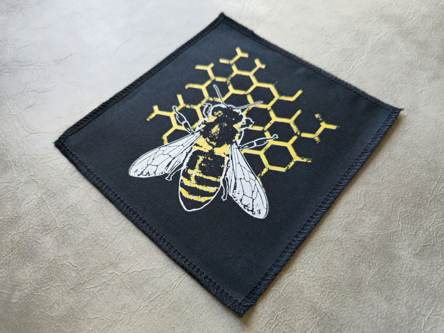 Bee Comb Patch | Handmade Screen Printed Patch | Sew On Patch