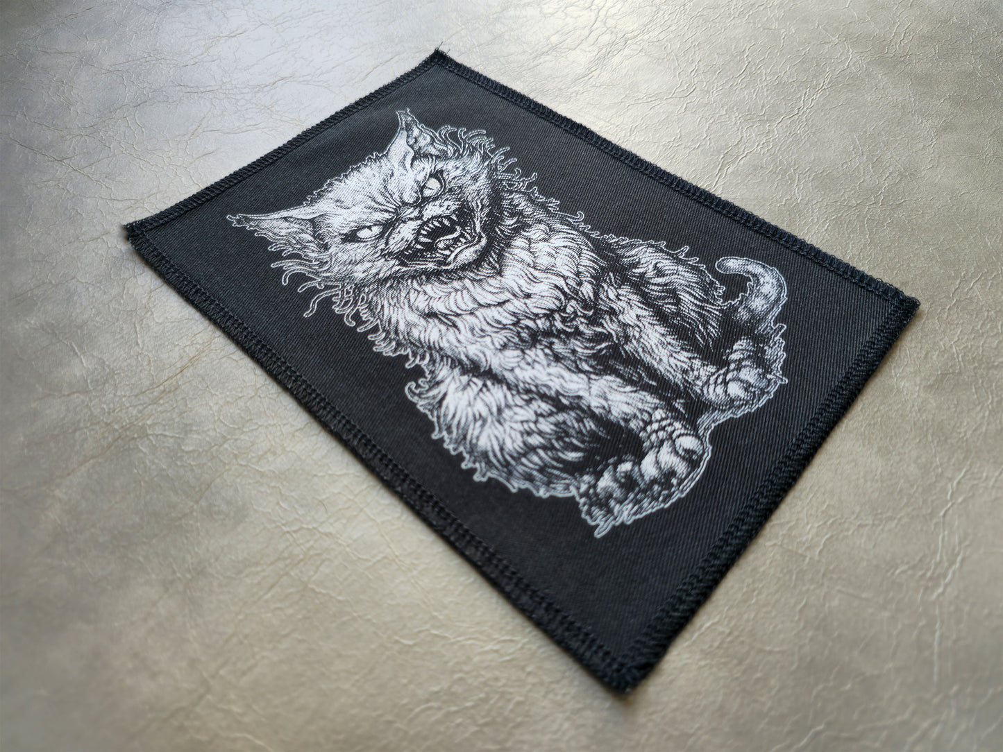 Freaky Cat Patch | Handmade Screen Printed Patch | Sew On Patch