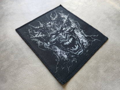 Screaming Devil Patch | Handmade Screen Printed Patch | Sew On Patch