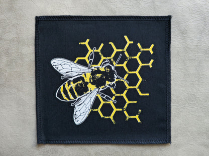 Bee Comb Patch | Handmade Screen Printed Patch | Sew On Patch