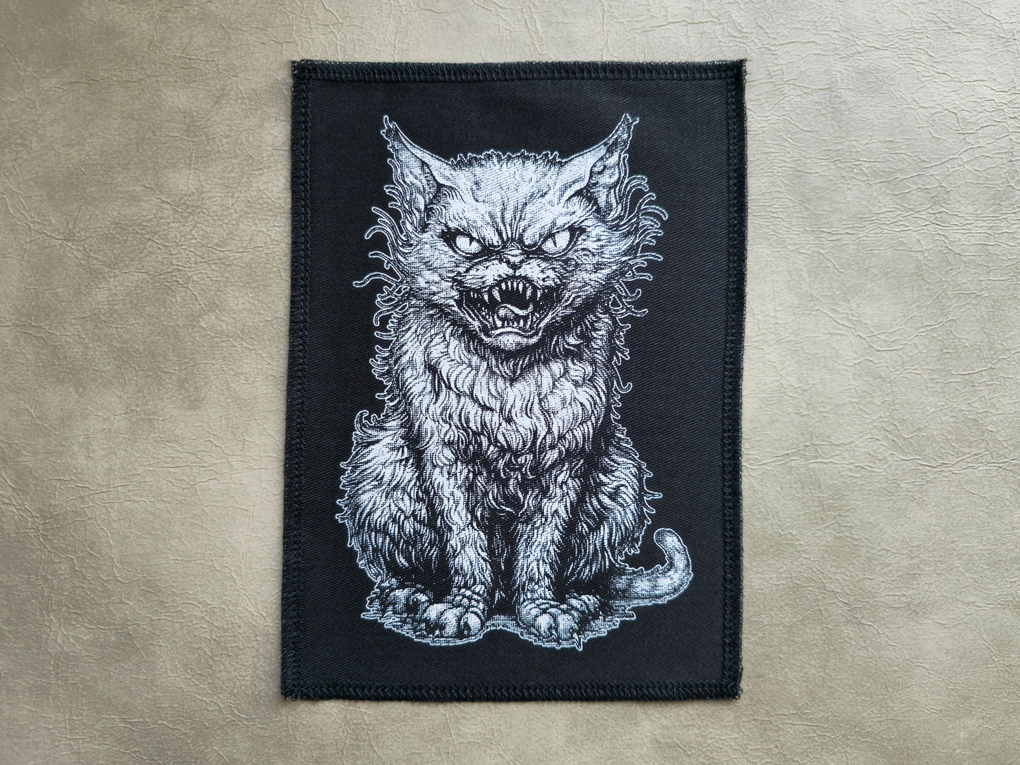 Freaky Cat Patch | Handmade Screen Printed Patch | Sew On Patch
