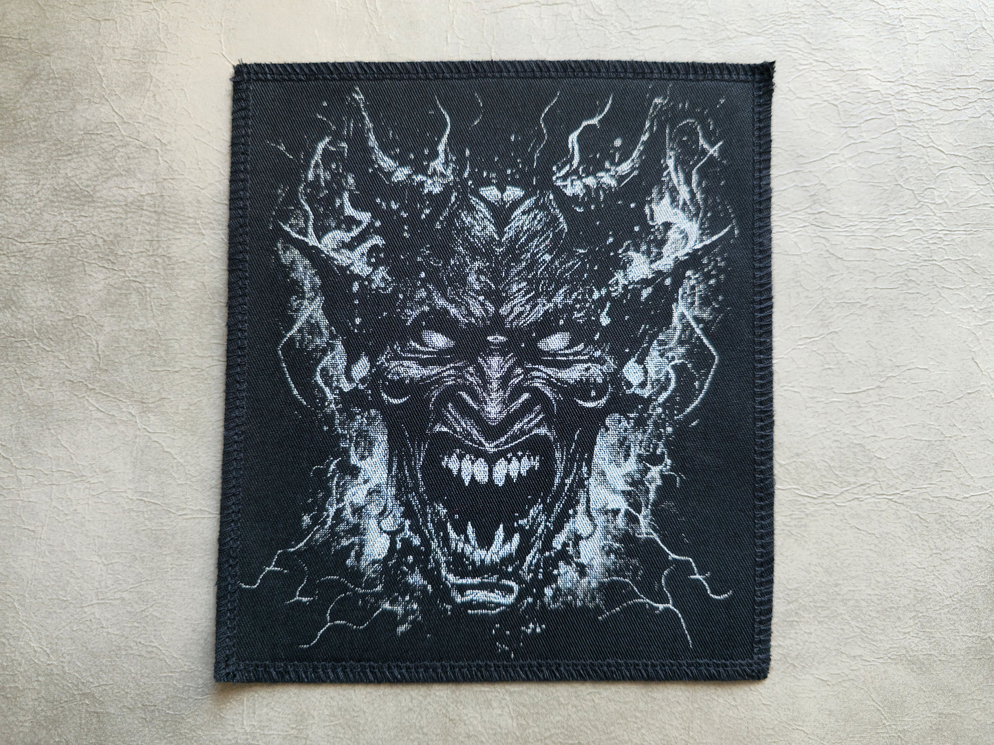 Screaming Devil Patch | Handmade Screen Printed Patch | Sew On Patch