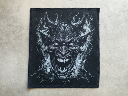 Screaming Devil Patch | Handmade Screen Printed Patch | Sew On Patch