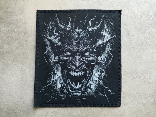 Screaming Devil Patch | Handmade Screen Printed Patch | Sew On Patch
