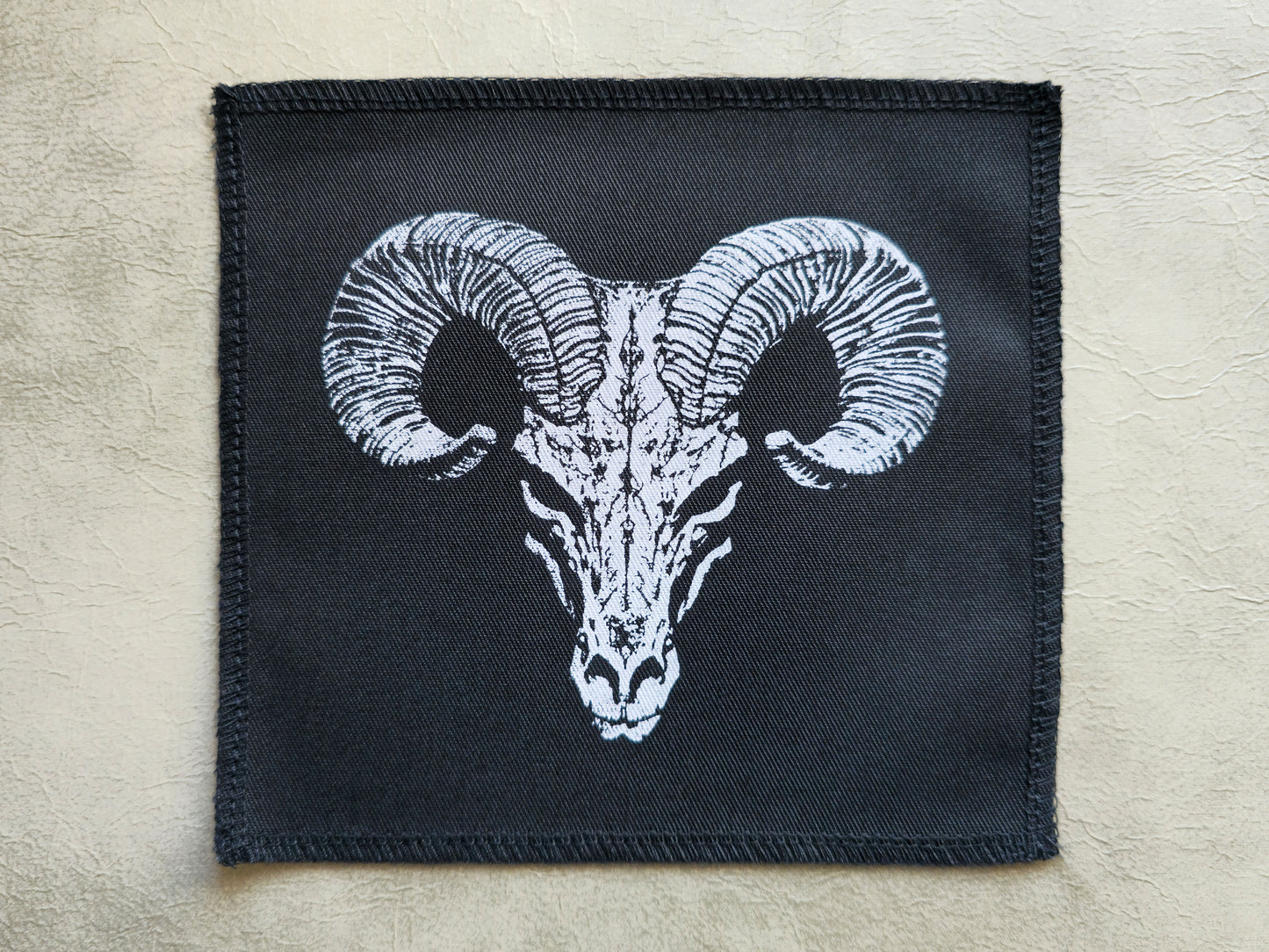 Ram Skull Patch | Handmade Screen Printed Patch | Sew On Patch