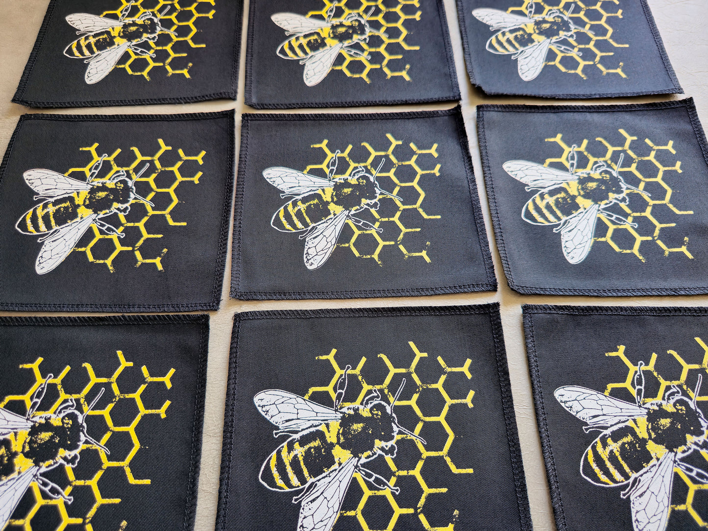 Bee Comb Patch | Handmade Screen Printed Patch | Sew On Patch