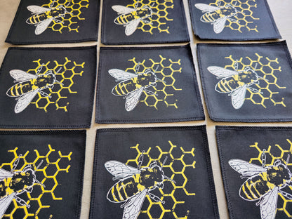 Bee Comb Patch | Handmade Screen Printed Patch | Sew On Patch