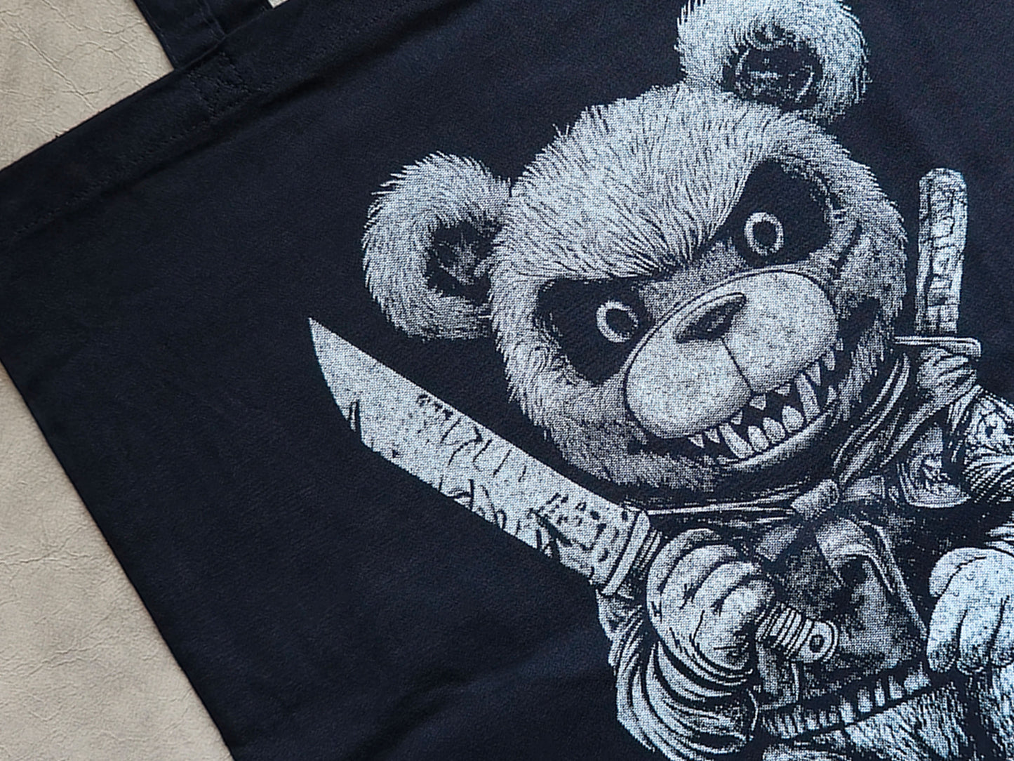 Killer Teddy Bear Tote | Screen Printed Bear Tote | Cotton Tote Bag