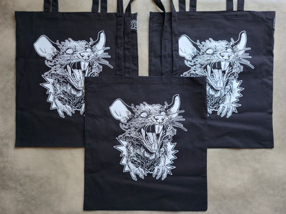 Screaming Rat Tote Bag | Screen Printed Rat Tote | Cotton Tote Bag