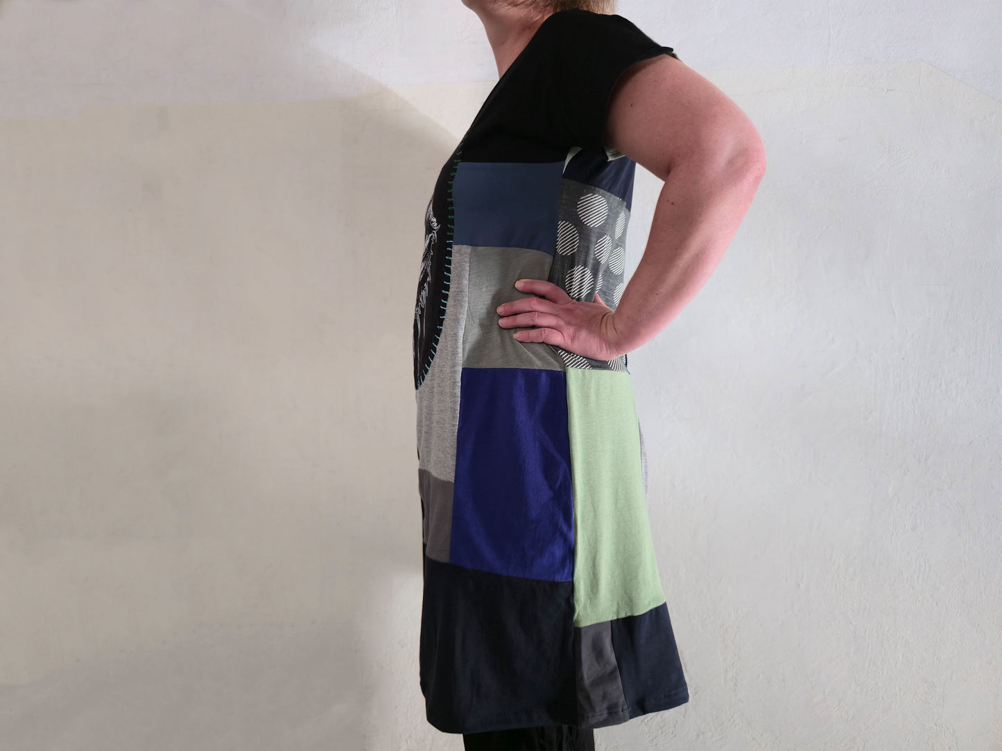 Eye See You Patch Dress | Handmade Screen Printed Dress | Zero waste Patchwork Dress