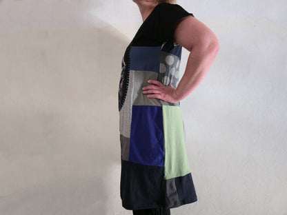 Eye See You Patch Dress | Handmade Screen Printed Dress | Zero waste Patchwork Dress