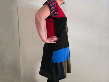 Baphomet Patch Dress | Handmade Screen Printed Dress | Zero waste Patchwork Dress