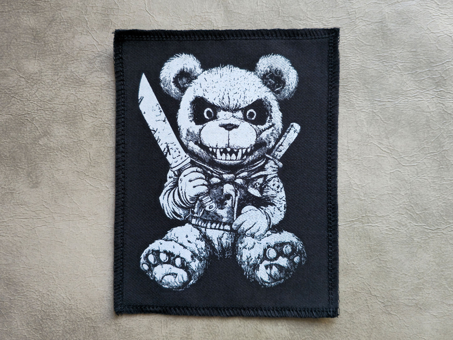 Killer Teddy Bear Patch | Handmade Screen Printed Patch | Sew on Patch