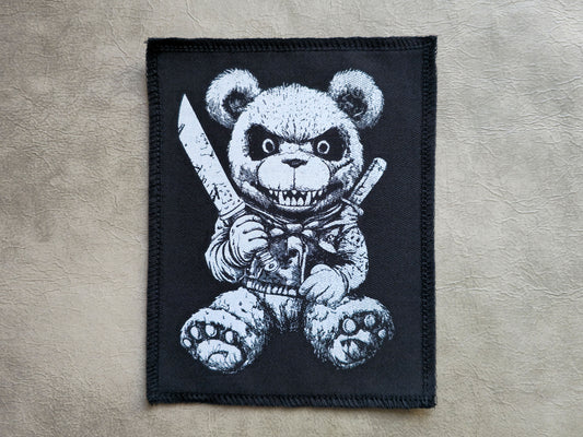Killer Teddy Bear Patch | Handmade Screen Printed Patch | Sew on Patch