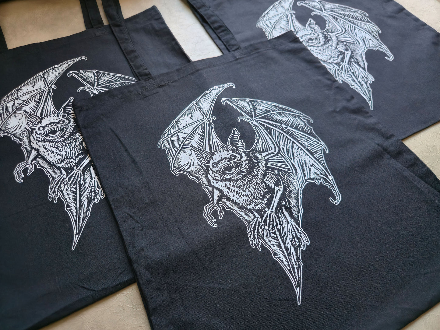 Screaming Chiroptera Tote Bag | Screen Printed Bat | Cotton Tote Bag
