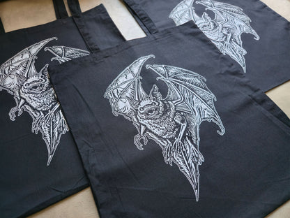 Screaming Chiroptera Tote Bag | Screen Printed Bat | Cotton Tote Bag
