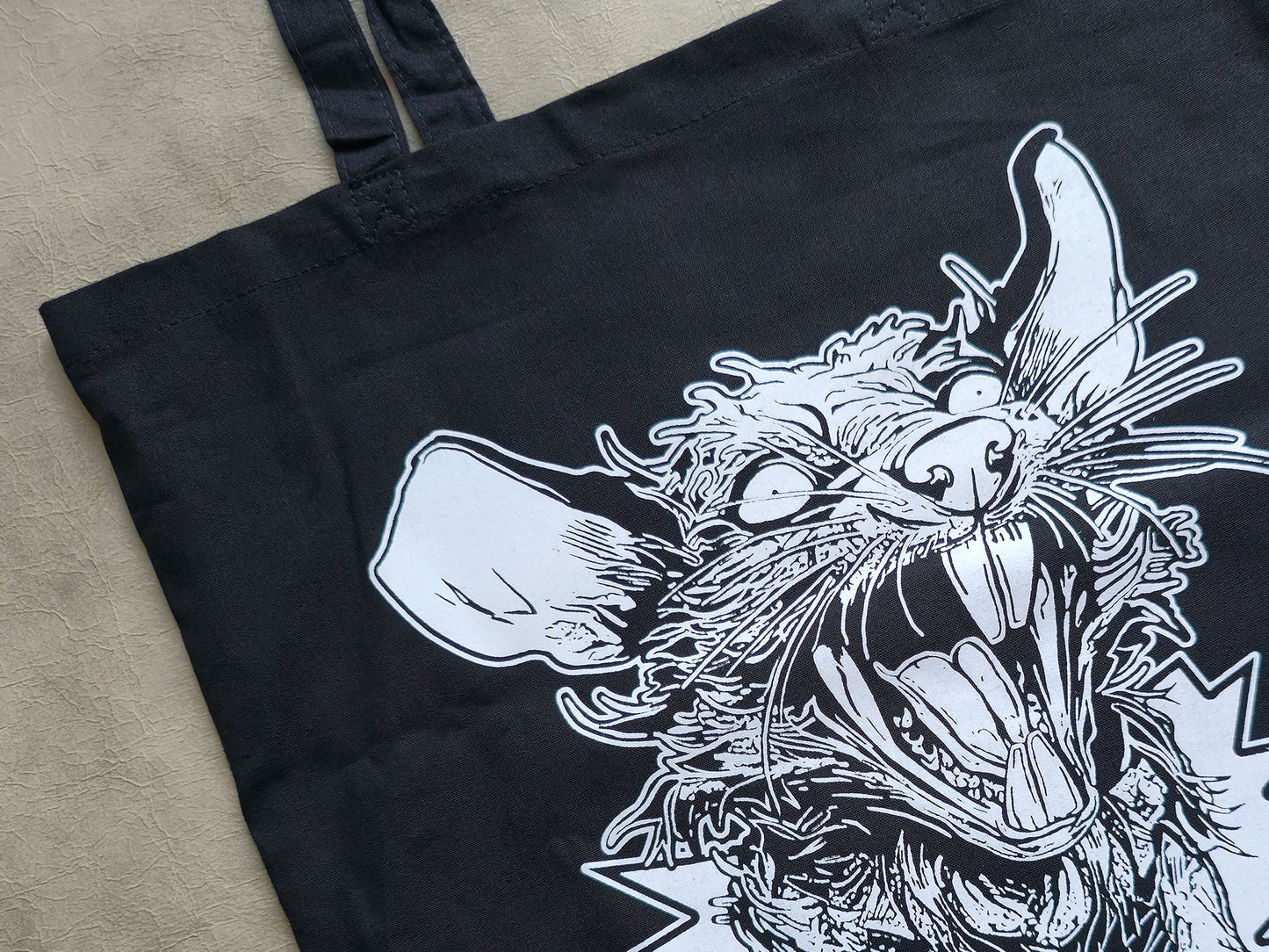 Screaming Rat Tote Bag | Screen Printed Rat Tote | Cotton Tote Bag