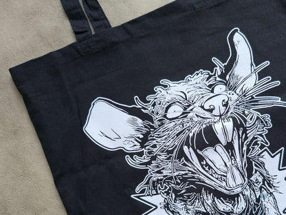Screaming Rat Tote Bag | Screen Printed Rat Tote | Cotton Tote Bag