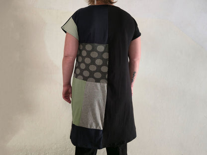 Eye See You Patch Dress | Handmade Screen Printed Dress | Zero waste Patchwork Dress