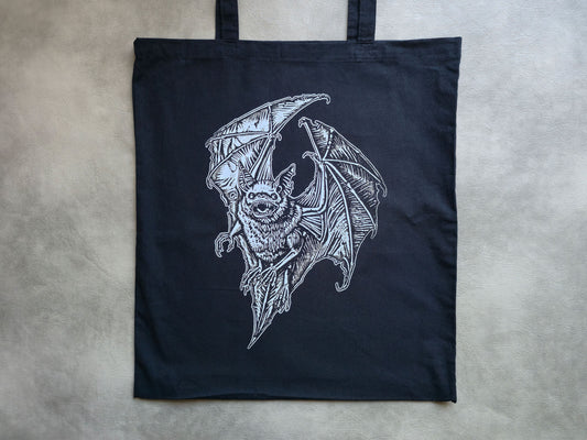 Screaming Chiroptera Tote Bag | Screen Printed Bat | Cotton Tote Bag