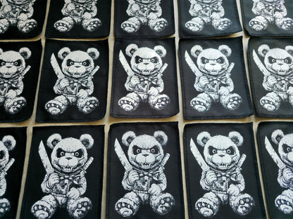 Killer Teddy Bear Patch | Handmade Screen Printed Patch | Sew on Patch