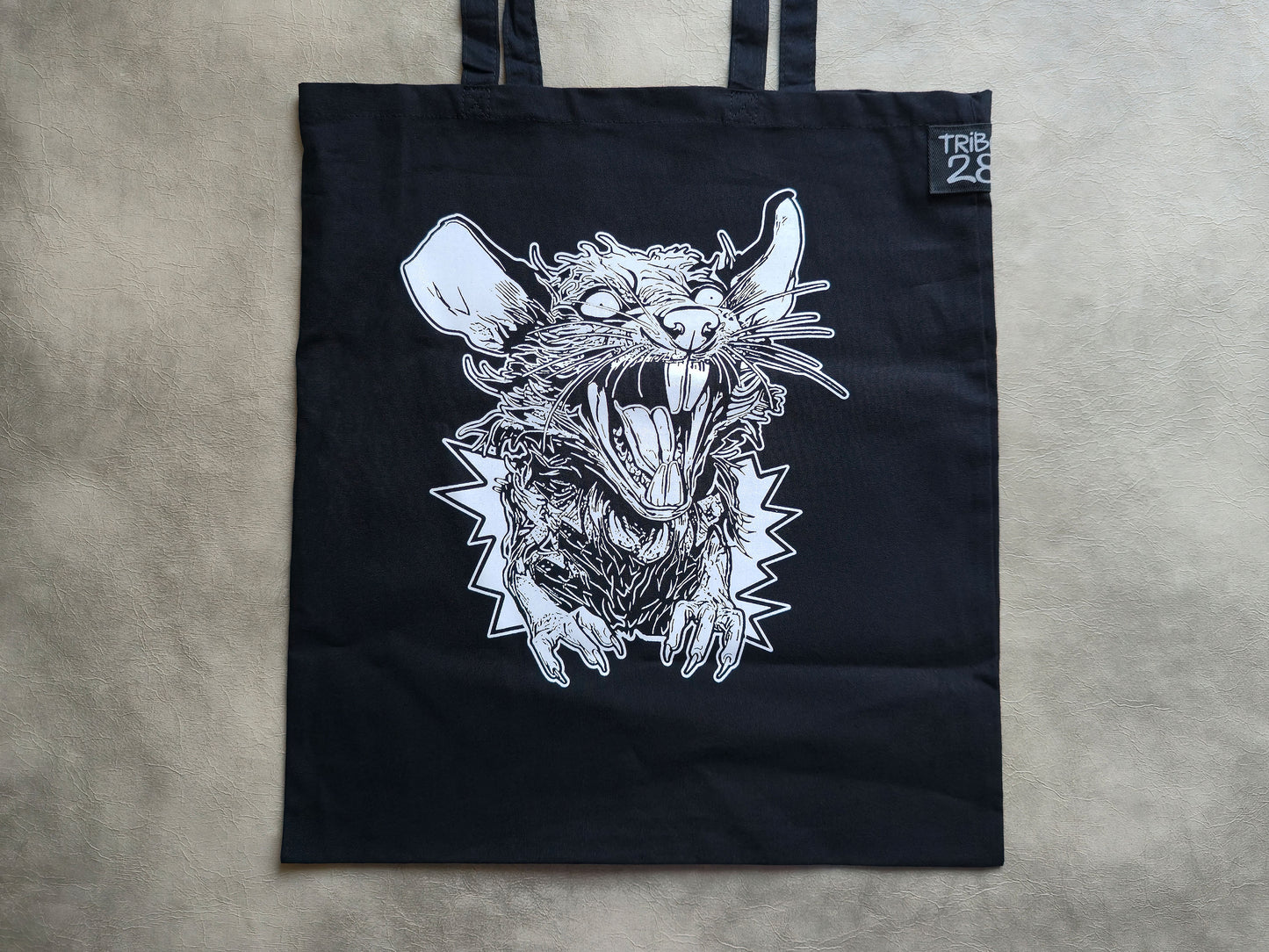 Screaming Rat Tote Bag | Screen Printed Rat Tote | Cotton Tote Bag