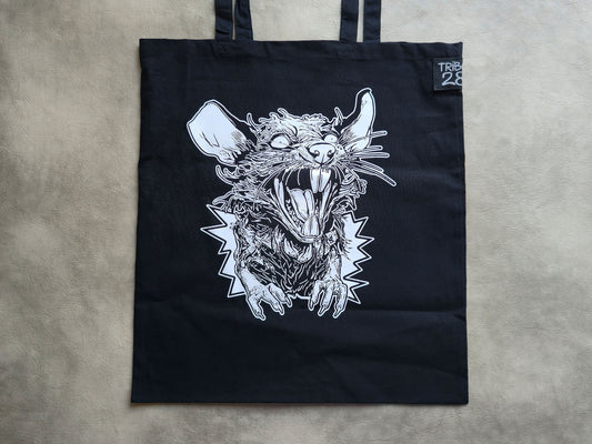 Screaming Rat Tote Bag | Screen Printed Rat Tote | Cotton Tote Bag