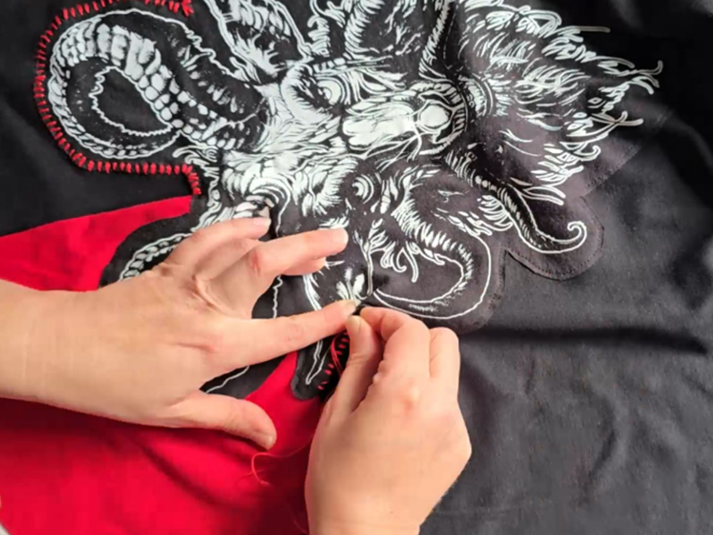 Baphomet Patch Dress | Handmade Screen Printed Dress | Zero waste Patchwork Dress